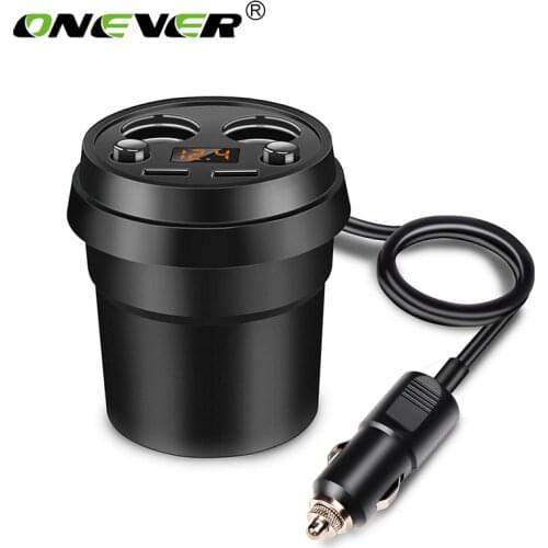 Onever Cup Car Charger Cigrarette Lighter Splitter Power Adapter Socket Dual USB 3.1A Fast Charing for Smartphone GPS DVR Iphone