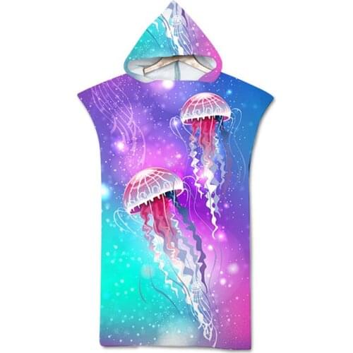 Bath Beach Towels with Hood Microfiber Hooded Towel Poncho for Swimming Beach Surf Man Woman Bathrobe Beachwear