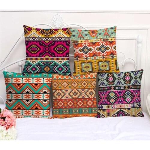 Throw Pillow Cases Bohemian Aztec Pattern Boho Cushion Cover 45x45cm Home Living Room Decoration Linen/Cotton Pillowcover Decor