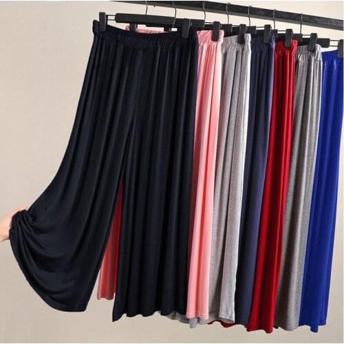 Women Pants Modal Comfortable Womens Summer Loose Straight Casual Pants High Waist Drooping Cropped Pants Pantalones De Mujer