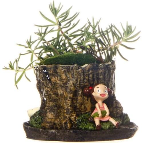 Fairy Garden Flowerpot Mei Mini Figures Model Toys Pen Pot Holder Plants Pot Flower Pot Home Decoration for Christmas Kids Gift