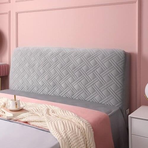 European Thicken Soft Plush Quilted Headboard Cover Solid Color Pink All-inclusive Velvet Bed Head Cover Bed Headboard Cover