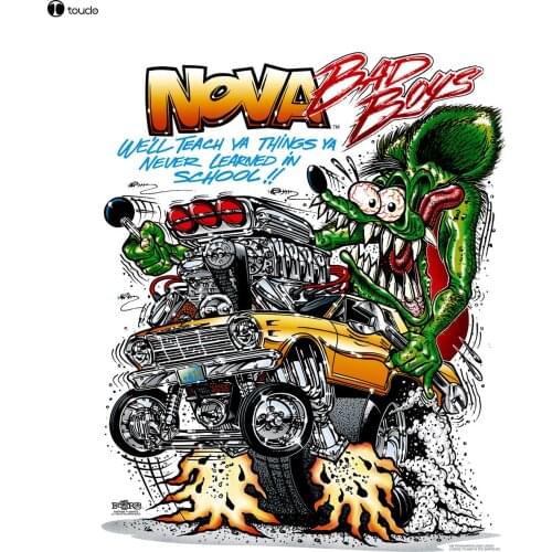 Print T-Shirt 2019 Fashion Oneck Top Cotton Casual Hot Rod Car Fans "Bad Boys" White Tee Shirts Front Print T Shirts for Men