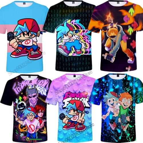 Friday Night Funkin T-shirt Summer Game Print T-shirt Cartoon Animation Hiphop Kids Clothes 2021 New Baby Clothes Comfortable