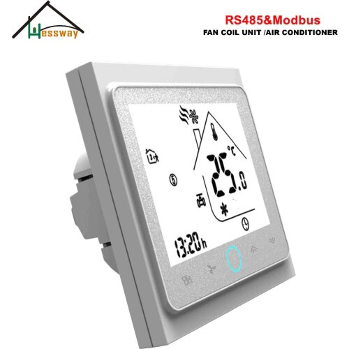 HESSWAY 4pipe 2Pipe cooling/heating RS485 communication modbus thermostat fan coil for NO NC Valve control