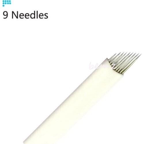Tattoo needle 10pieces 9 pin microblading Sterilized Stainless Steel 3D tattoo Embroidery Eyebrow Permanent Makeup Needles Blade