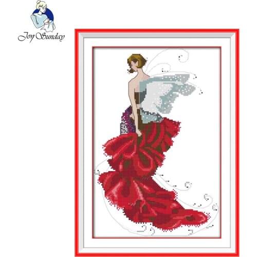 Joy Sunday Flower fairy Counted Cross Stitch DIY 11CT Printed 14CT Cross Stitch Sets Cross-Stitch Kits Embroidery Needlework