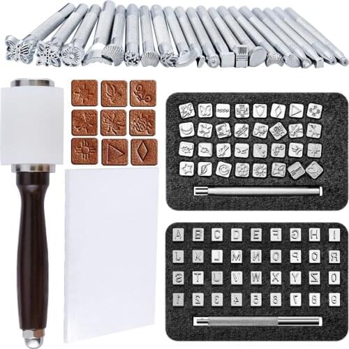 KAOBUY DIY Leather Carving Stamp Tools Set DIY Manual Leather Craft Stamps Art Pattern Leather Stamping Printing Tools Set