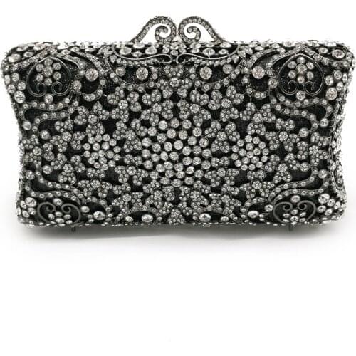 Female Multicolored Crystal Clutch Bag Evening Bags Party Black/Green Purse Fashion Ladies Dinner Handbags Prom Chain Bag Wallet