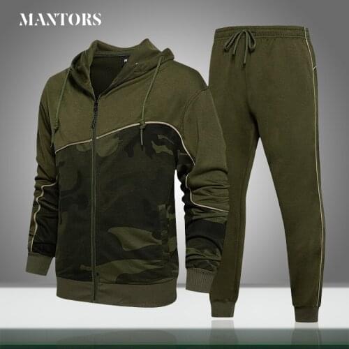 Sets Tracksuit Men Two Piece Sets Hooded Sweatshirt+Pants Sportswear Outfit Autumn Winter Male Camouflage Joggers Suit Clothing