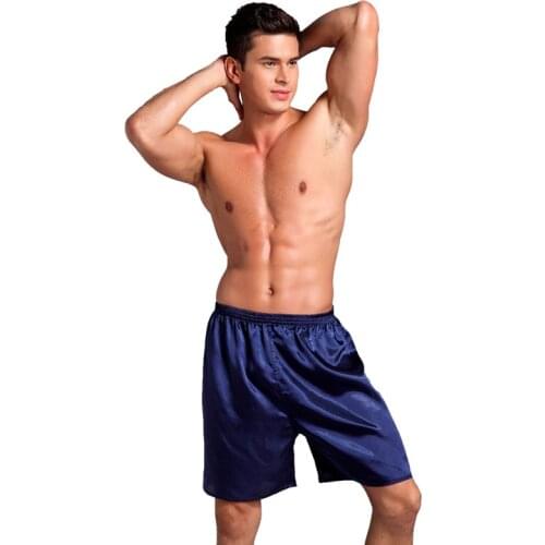 Summer Satin Silk Sleep Bottoms Mens Pajama Pants Lounge Shorts Sleep Short Casual Pyjama Nightwear Homme Plus Size Sleep Boxer