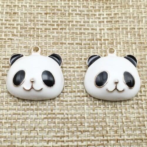 18mm Metal Panda Enamel Button with hook pendant for Wedding Embellishment Garment DIY Accessories