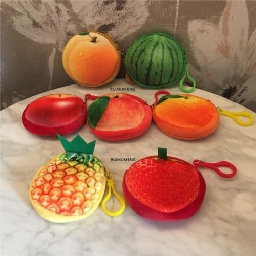 Cute little 8cm , Small Fruit Coin bag , Mini Lady Girls Small Plush Coin Purse Wallet Pouch