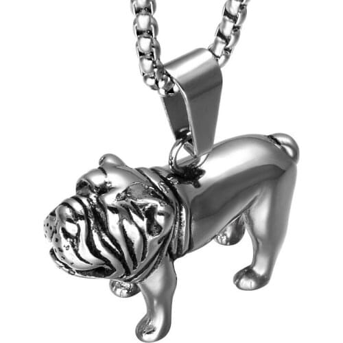 Fashion Mens Boys Silver color Pitbull Bulldog Dog 316L Stainless Steel Biker Pendant