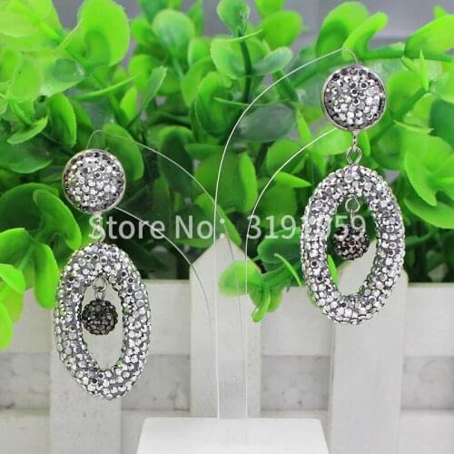 Fashionable inlaid crystal pendant with long earrings for female wedding party rhinestones long earrings jewelry