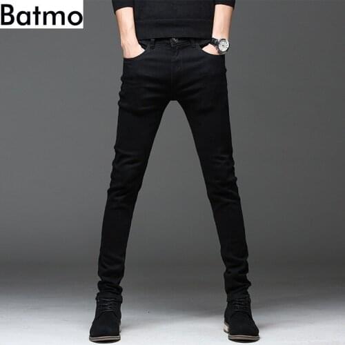 Batmo 2021 new arrival high quality casual slim elastic black jeans men ,mens pencil pants ,skinny jeans men 2108