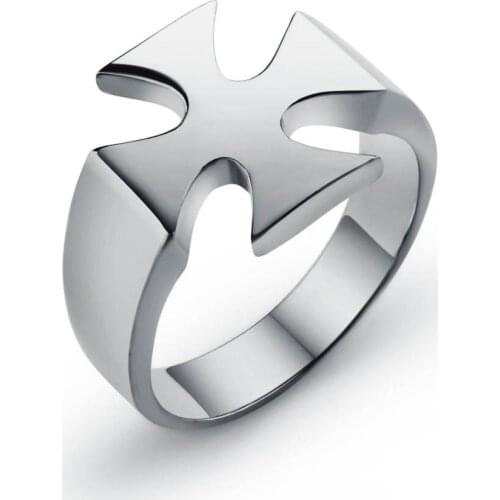 Valily Mens Simple Cross Ring Stainless steel 316L Traditional Cross Ring Jewelry for Men High Polished Black Color Rings