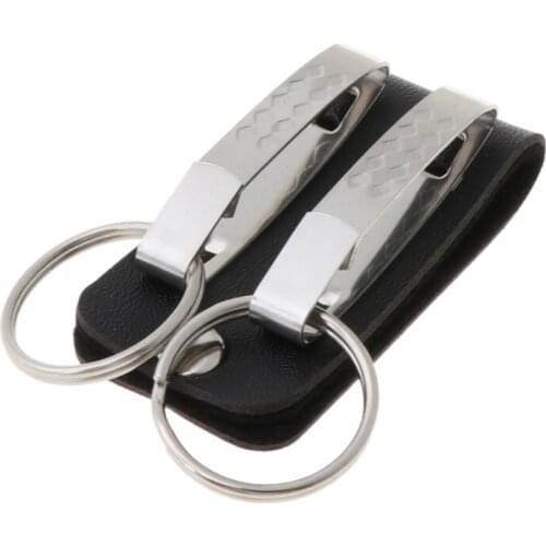 Men Leather Belt Loop Keychain with 2 Detachable Clips Key Ring Belt Key Ring Holder Belt Key Chain Fashion Jewelry