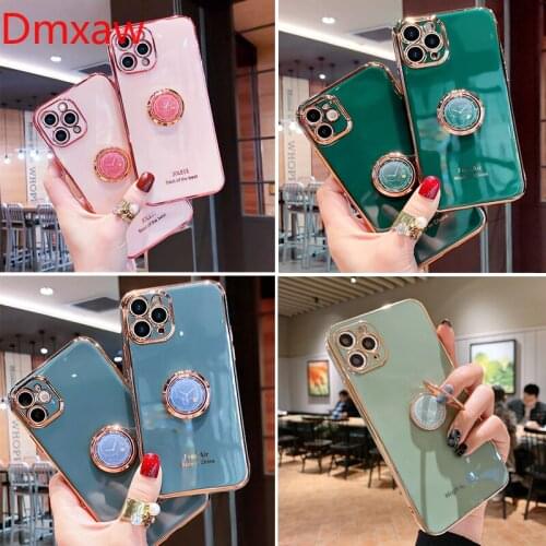 Plating Soft TPU Phone Case For Huawei Y7P Y9 Y7 Prime Y6 Pro Y5 2019 P40 Lite E P Smart 2021 2019 Clock Ring Holder Stand Cover