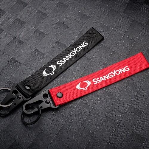 Nylon Keyrings Car Emblem Key Chain Key Fobs for Ssangyong Actyon Rexton Stavic Korando Rodius Musso Kyron Tivoli XLV HONDA Audi