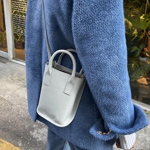 New Fashion Women Small Bucket Bag PU Leather Ladies Shoulder Messenger Bags All-match Female Girls Mini Tote Purse Handbags