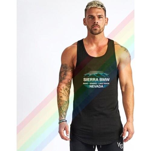 2021 New Sierra BMW Motorcycle Brand Gym Clothing Bodybuilding Cotton Tank Tops For Men Summer Singlet Sleeveless Plus Size