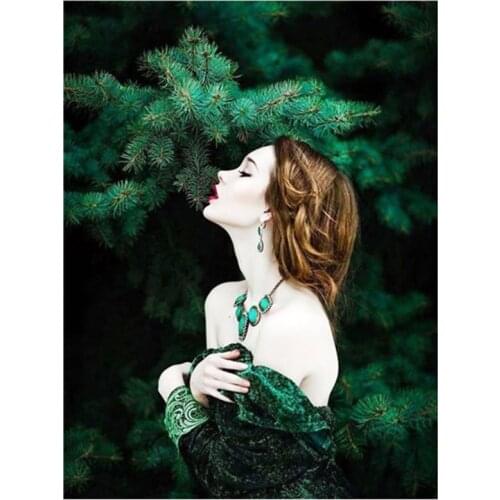 New Arrivals 5D DIY Full Round Diamond Painting Forest Girl Cross Stitch 3D Embroidery Rhinestone Mosaic Home Decor Art Y473