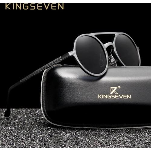 KINGSEVEN Retro Vintage Aluminum Polarized Sunglasses Steampunk Sun Glasses Men Women Fashion Eyewear Shades