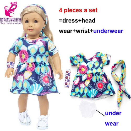 18 inch american generation girl doll clothes flower dress headwear wrist underwear 17 inch new born baby doll dress