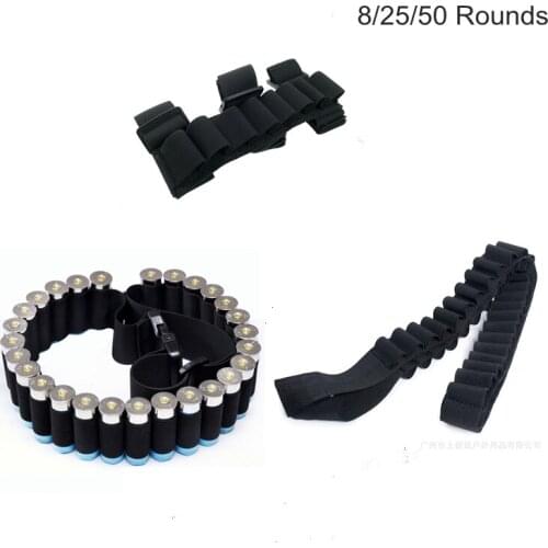Outdoor Portable Tactical 8/25/50 Round Shotgun Buttstock Shell Bullet Holder Pouch Ammo Airsoft Hunting Gun Accessories