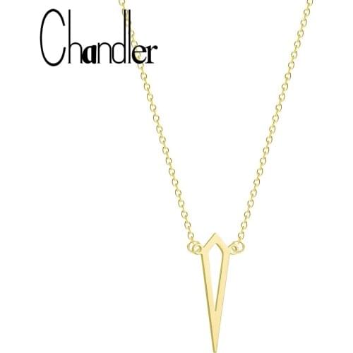 Chandler Hot Hollow Dagger Necklace Supernatural Angel Pendant Chokers For Women Girls Rose Gold Color Link Chain Colier