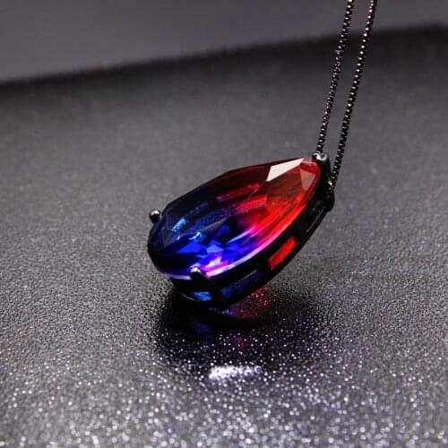 Multicolor Crystal glass Fusion stone Water Drop Pendant Necklaces with colorful cubic zirconia fashion jewelry for women Gifts
