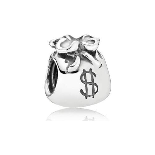 Genuine 925 Sterling Silver Bead Money Bags Charm Beads Fit fashion Bracelet & Necklace Pendant Women Jewelry