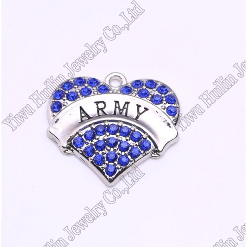 Pendant Rhinestone Military Heart Army charm United States