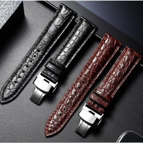 Watch Strap 18mm 20mm 22mm 24mm Brand Crocodile Alligator Leather Watchband Butterfly Buckle Bracelet Accessories Wristbands