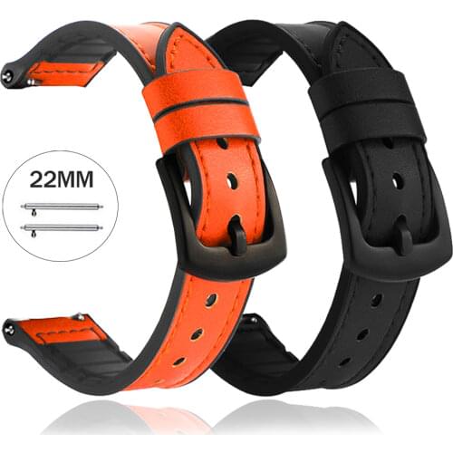 22mm Leather Silicone Strap for Amazfit Watch GTR 2 2e Band for Amazfit GTR 47mm/pace/Amazfit Stratos Watch Watchband Bracelet