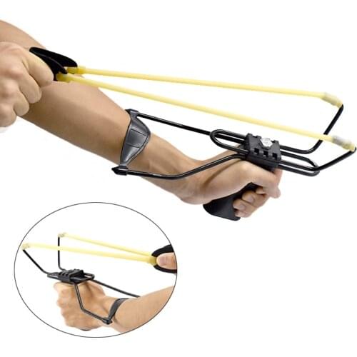 New Wrist Support Slingshot Adult/kids Outdoor Games Metal Slingshot Shooting Toy Katapult with Round Rubber Band