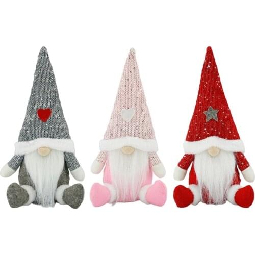 Christmas Gnome Plush Decorations Sitting Doll Handmade Swedish Tomte Santa Elf