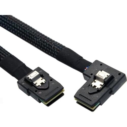 SAS Cable Ultra Slim Flat Mini SAS 36pin SFF-8087 to SFF-8087 90 Degree Left Angled Data Raid Cable 80cm for servicer