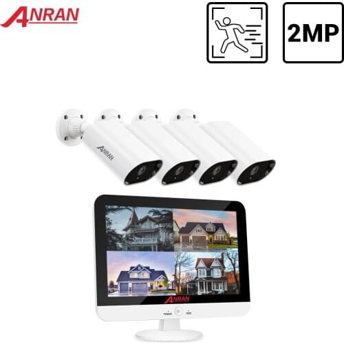 ANRAN 2MP DVR Video Surveillance Security Camera System 13 Inch Monitor Outdoor CCTV Camera System DVR Waterproof Night Vision