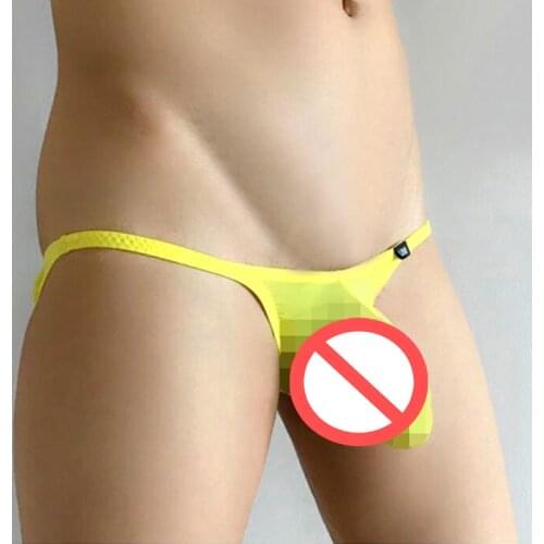 New mens underwear comfortable bulge sexy slips voor mannen tanga hombre Silky Convex Big pouch translucent ice silk briefs