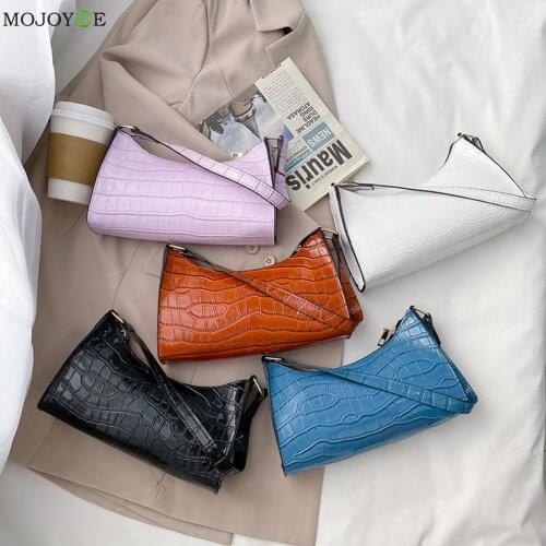 PU Leather Women Stone Pattern Casual Small Underarm Shoulder Bags Fashion Elegant Ladies Solid Color Handbags Retro Totes