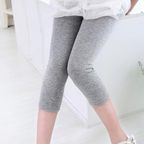 3-10T Fashion Childrens Modal Candy Color Bottoms Leggings Girls Elastic Summer Lace Cropped Clothing For Kid Knee length Pants