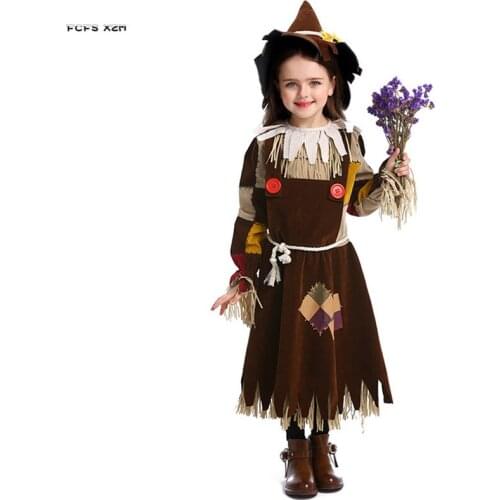 XS-L Girls The Wizard of Oz Hunk Cosplays Kids Children Halloween The Scarecrow costumes Carnival Purim Stage play party dress