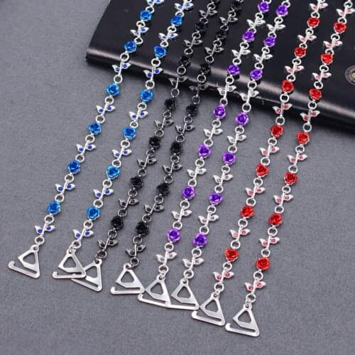 Women Adjustable Bra Holder Anti Skid Strap Rhinestone Rose Flower Metal Shoulder Chain Sexy Fashion Wedding Bridal Jewelry