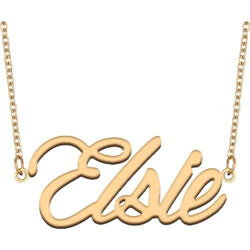 Elsie Name Necklace for Women Stainless Steel Jewelry 18k Gold Plated Nameplate Pendant Femme Mother Girlfriend Gift