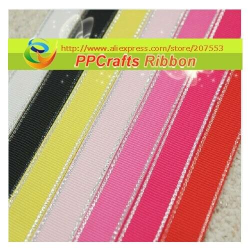 1/4" (6MM) Sliver Edge Grosgrain Ribbon Yellow/Pink/Hot Pink/Shocking Pink/Red Colors~ 100yds/roll