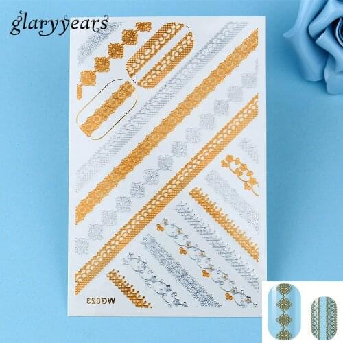 1PC Beauty Heart Pedant Link Tattoo Nail Manicure Decal Art Gold Metallic Tattoo Sticker Tip Tool Decoration WG Nail New Sticker