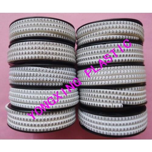 10roll(10000pcs)/lot EC-0 1.5mm2 cable marker nubmer 0-9