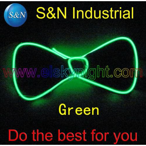 2017 Future warrier Green Light Up LED Bow Tie glowing EL wire Bow Tie For DJ,bar,club and Evening Party